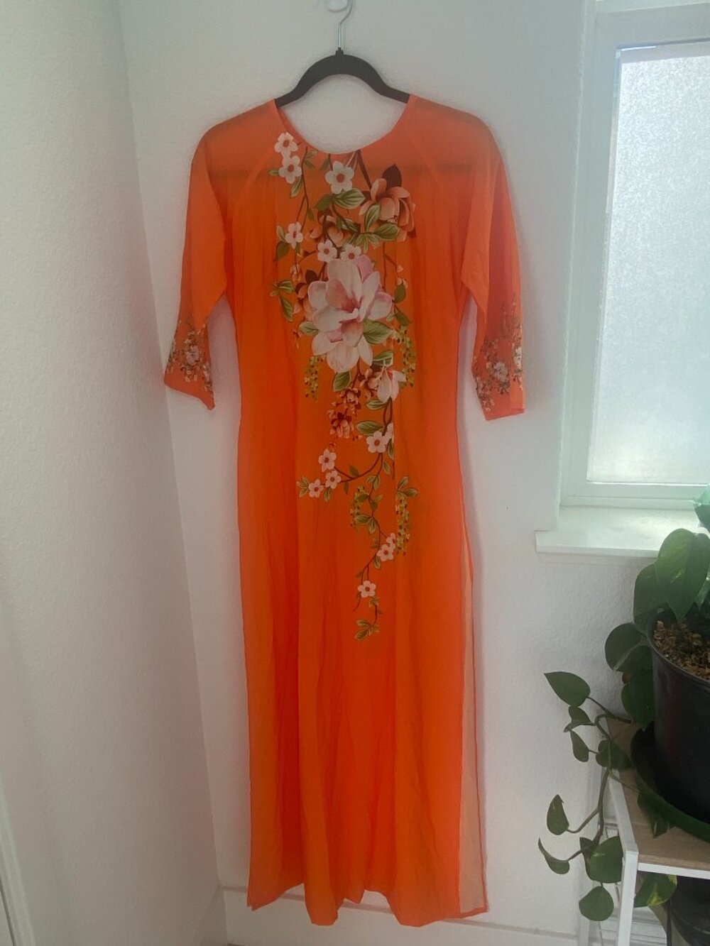 Floral Orange Ao Dai